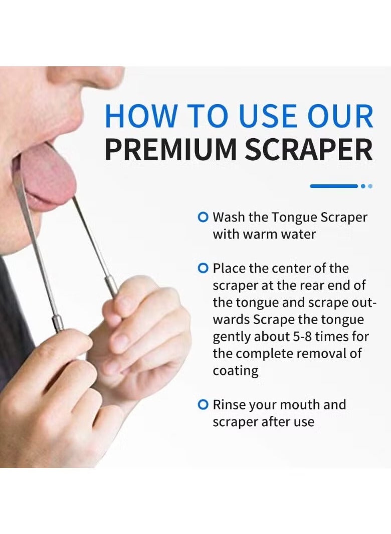 اترجسز 3 لون الفولاذ المقاوم للصدأ اللسان مكشطة يو على شكل معدن التنفس النقي تنظيف فرشاة الأسنان المغلفة اللسان صحة الفم أدوات الرعاية - Image 4