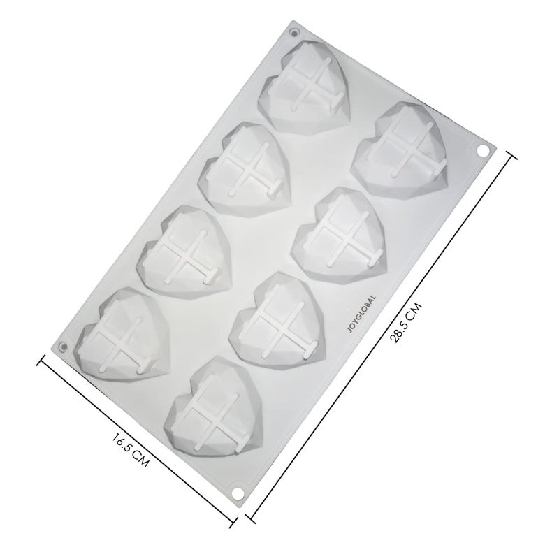 JoyGlobal Silicone 8 Cavity Diamond Heart Chocolate Dessert Ice Cream Baking All Purpose Mold - Image 3