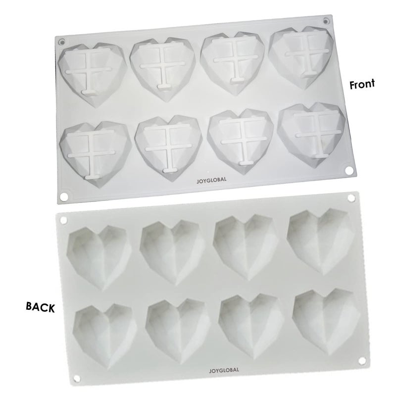 JoyGlobal Silicone 8 Cavity Diamond Heart Chocolate Dessert Ice Cream Baking All Purpose Mold - Image 4