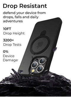 glassology iPhone 15 Pro Max Case 360°Rotatable Magnetic Ring Stand & Holder, High Grade Shockproof Back Phone Case Black  - Image 2