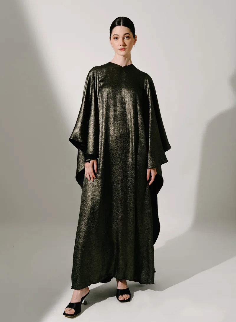 Hadiyath Al Madinah Shimmer Black Kaftan - HM