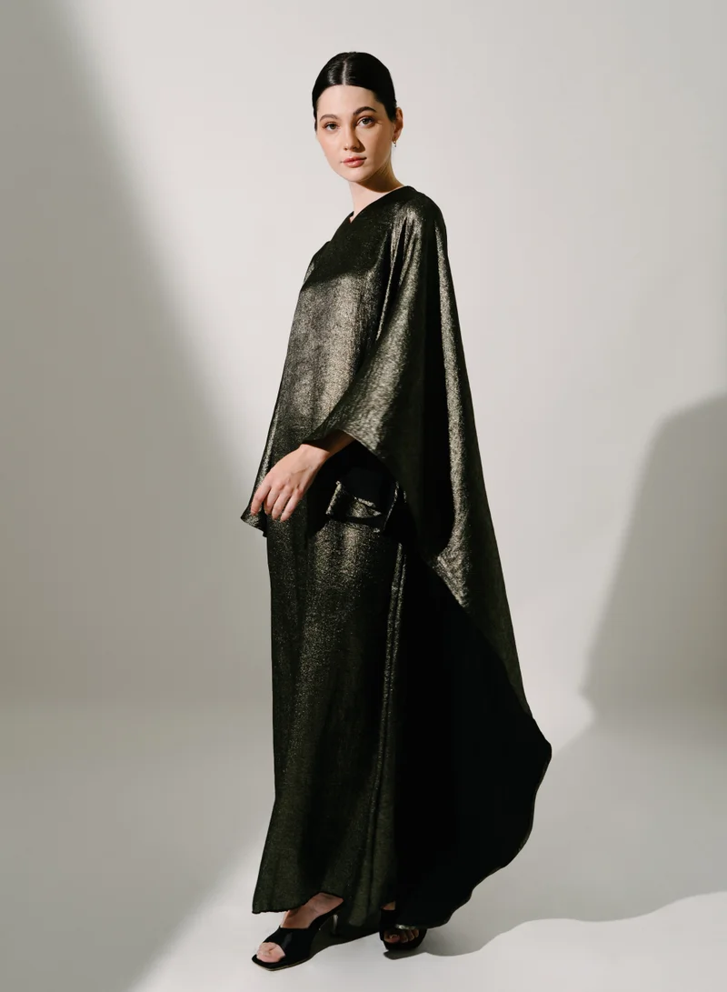 Hadiyath Al Madinah Shimmer Black Kaftan - HM