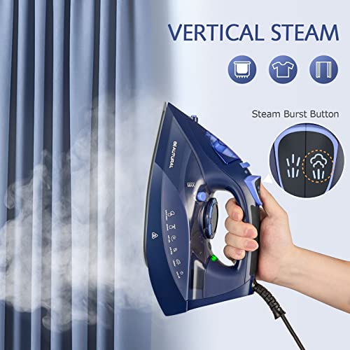BEAUTURAL Steam Iron for Clothes with Precision Thermostat Dial, Ceramic Coated Soleplate, 3-Way Auto-Off, Self-Cleaning, Anti-Calcium, Anti-Drip Blue - Image 4