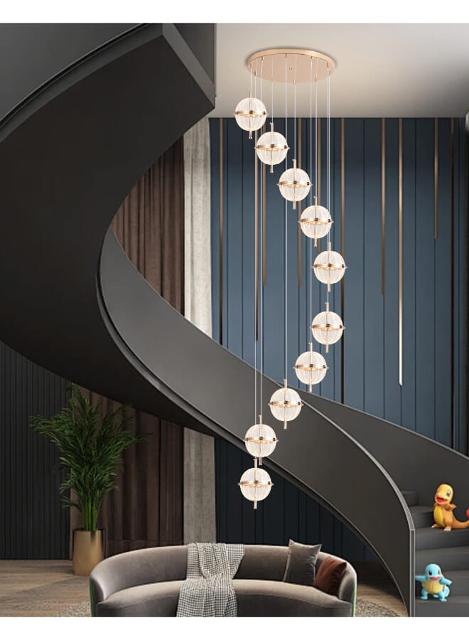 بيست باور ثريا حديثة 10 لمبات ليد 6735-10 مع 3 مستويات إضاءة، طول قابل للتعديل 250 سم، 248 وات - مثالية للممرات والمداخل - Image 1