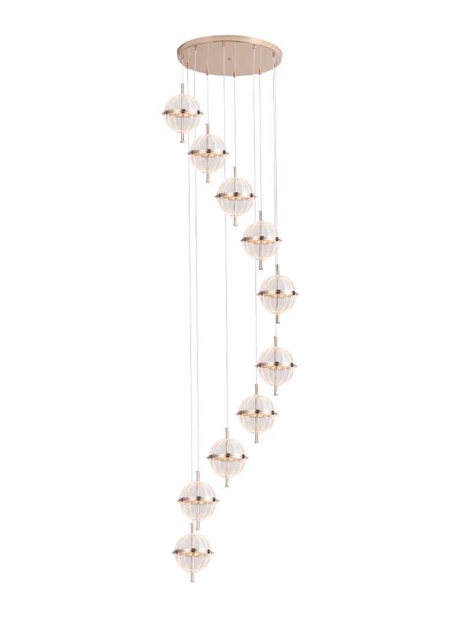 بيست باور ثريا حديثة 10 لمبات ليد 6735-10 مع 3 مستويات إضاءة، طول قابل للتعديل 250 سم، 248 وات - مثالية للممرات والمداخل - Image 2