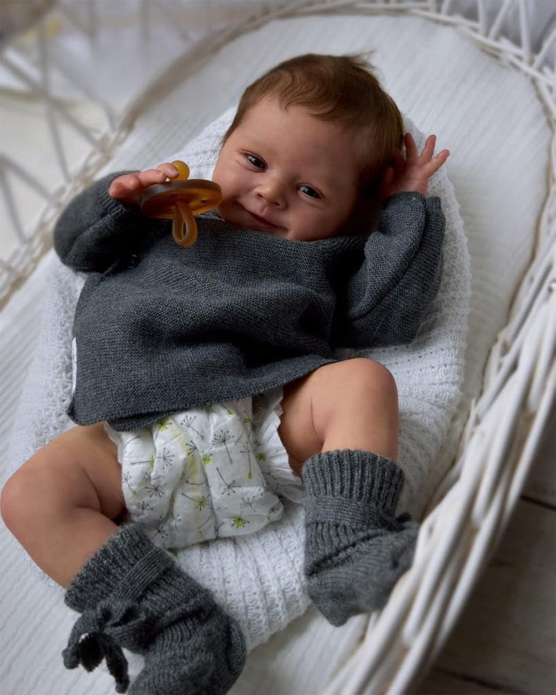 SCOM 18 Realistic Reborn Baby Doll Black Boy Soft Weighted Cloth Body Vinyl Limbs HandRooted Hair African American Lifelike Baby Doll with Outfit Gift Box Birthday Gift for 3 Kid - Image 3