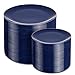 PULOTE 200 Pieces Blue Plastic Plates Navy Blue and Gold Disposable Include 100PCS 10 inch Dinner 100PCS 7 inch Dessert Plate for Party Hanukkah - Image 1