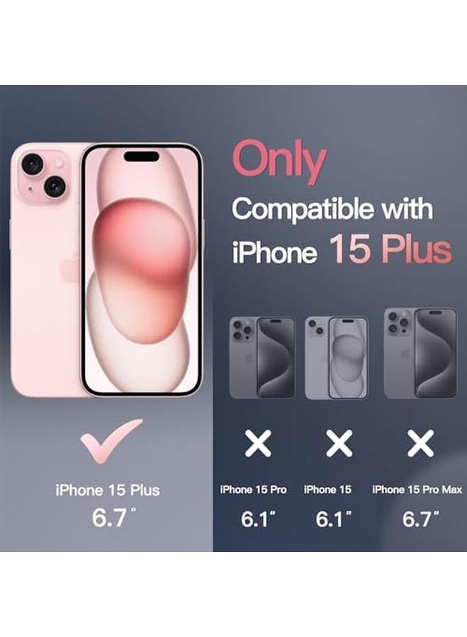 جي تيك جراب مغناطيسي لهاتف Iphone 15 Plus مقاس 6.7 بوصة متوافق مع Magsafe، غطاء خلفي شفاف غير لامع رفيع مقاوم للصدمات، وردي - Image 2