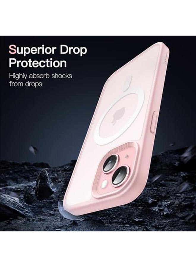 جي تيك جراب مغناطيسي لهاتف Iphone 15 Plus مقاس 6.7 بوصة متوافق مع Magsafe، غطاء خلفي شفاف غير لامع رفيع مقاوم للصدمات، وردي - Image 5