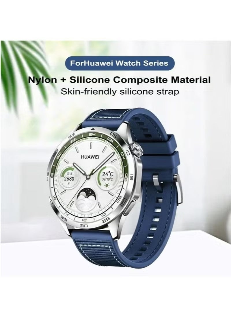 4Pcs Nylon braided Silicone Sport Watch Strap/Watchband for Huawei Watch GT5/GT4 4 46MM Black+Blue+Green+Grey（22mm） - Image 5