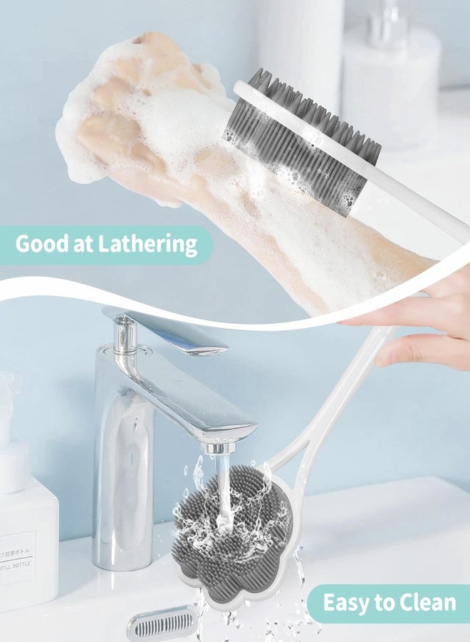 Manmihealth 15.7" Cute Silicone Back Scrubber with Long-Handle, Dual Use Back Brush for Shower with Super-Soft Silicone Bristles, Paw-Shaped Shower Body Scrubber for Sensitive Skin (Gray) - Image 5