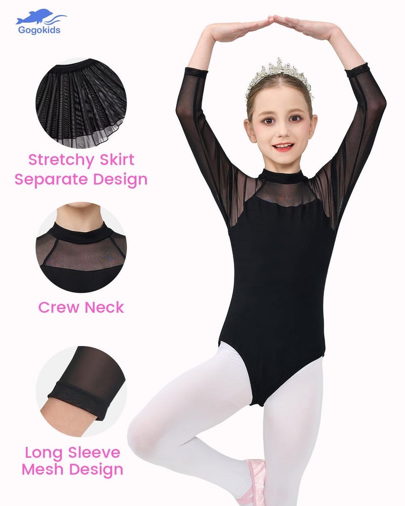 Gogokids Ballet Leotards for Girls Long Sleve Lace Leotards Toddler Dance Dress with Removable Skirt Combo for 3-12 Years - Image 5