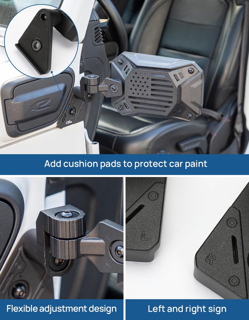 JOYTUTUS Mirrors Doors Off Compatible with Wrangler JL Gladiator JT 2018-2026, Wrangler JL Side Mirrors with Doors Off Wider View No Vibrate & Wobble (Patented), Not Fit Doors On - Image 5