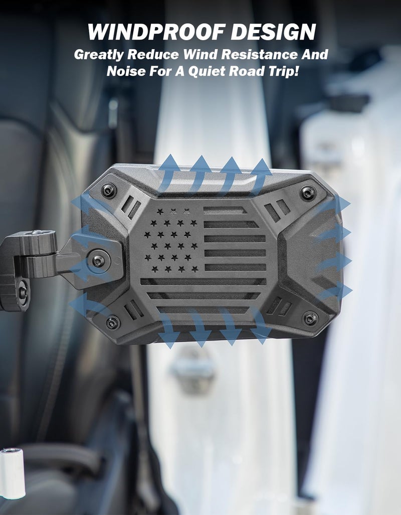 JOYTUTUS Mirrors Doors Off Compatible with Wrangler JL Gladiator JT 2018-2026, Wrangler JL Side Mirrors with Doors Off Wider View No Vibrate & Wobble (Patented), Not Fit Doors On - Image 3