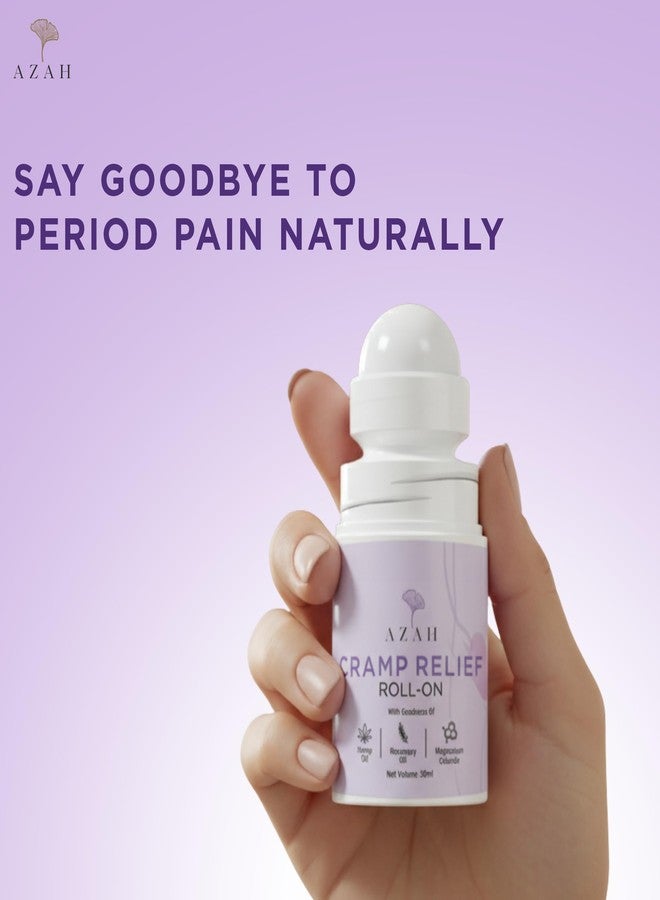 Azah Period Cramp Relief Roll-On | Natural Ingredients | Instant Relief from Cramps & Back Pain | For Abdomen, Back and Leg Pain | Non-sticky & Absorbent Formula | No-Harmful Chemicals | 30 ml - Image 2