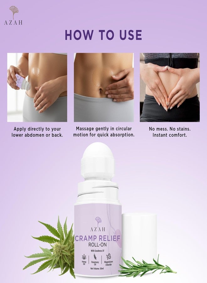 Azah Period Cramp Relief Roll-On | Natural Ingredients | Instant Relief from Cramps & Back Pain | For Abdomen, Back and Leg Pain | Non-sticky & Absorbent Formula | No-Harmful Chemicals | 30 ml - Image 5