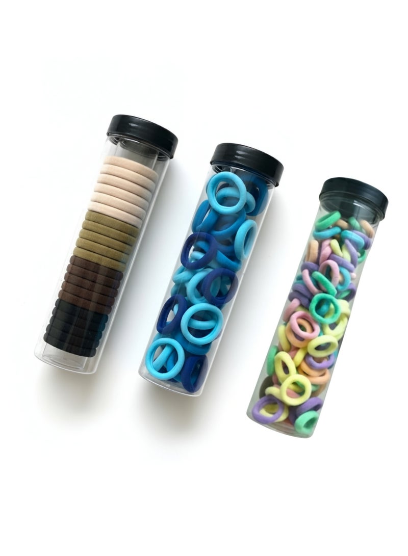 Set of about 180 Pcs Elastic Hair Bands Set: Bulk Small, Medium & Large Ponytail Holders. - Image 1