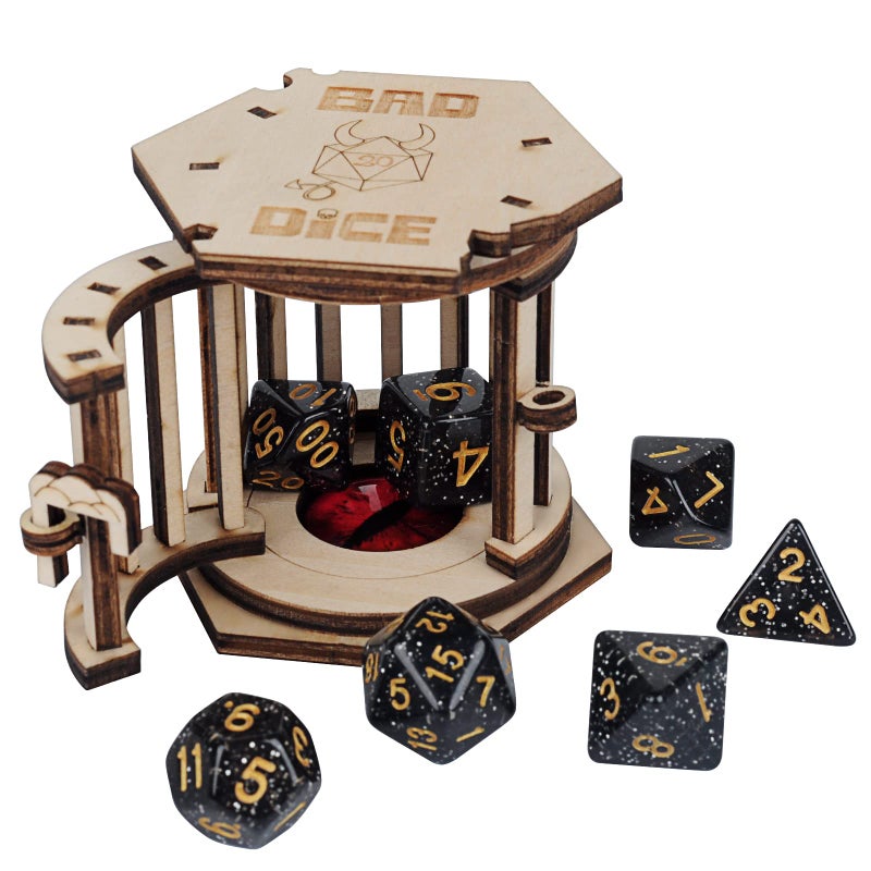 CZYY DND Dice Jail Prison with Polyhedral Dice Set Wood Cage for Your Bad Dice Dice Jail A - Image 4