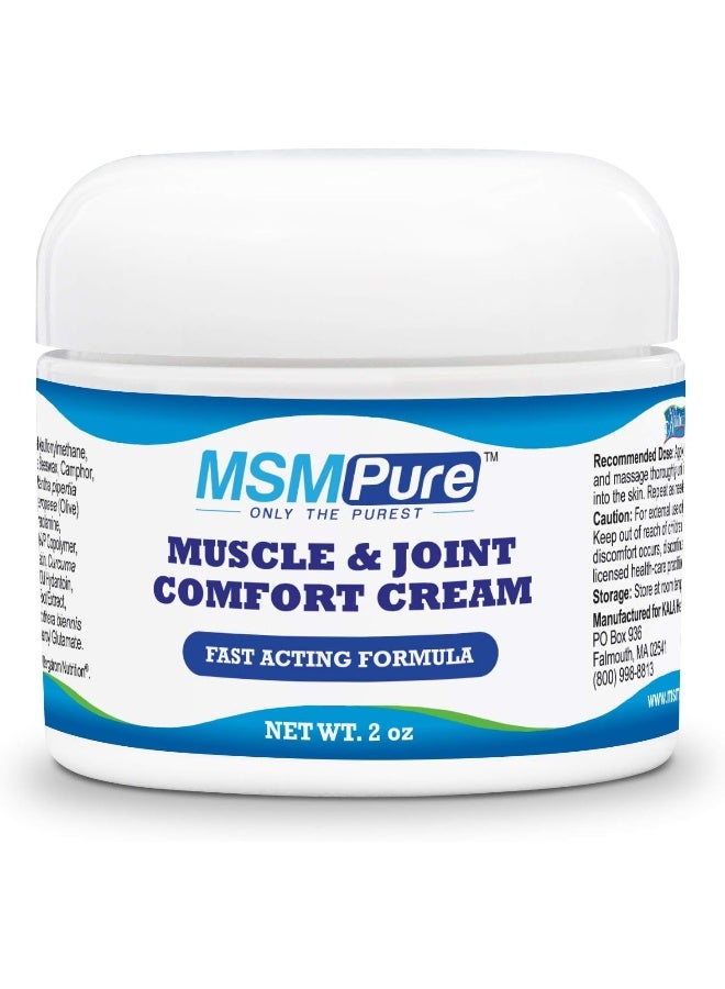 Kala Health MSMPure Maximum Strength Muscle & Joint Comfort MSM Cream, Fast Acting & Non-Staining Formula, Made in The USA, 2 oz - Image 1