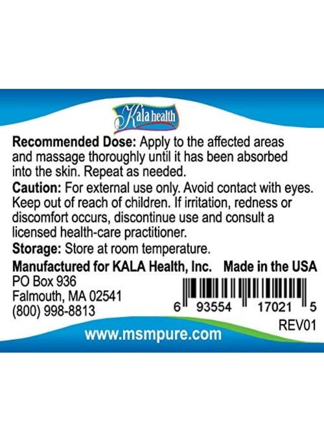 Kala Health MSMPure Maximum Strength Muscle & Joint Comfort MSM Cream, Fast Acting & Non-Staining Formula, Made in The USA, 2 oz - Image 3