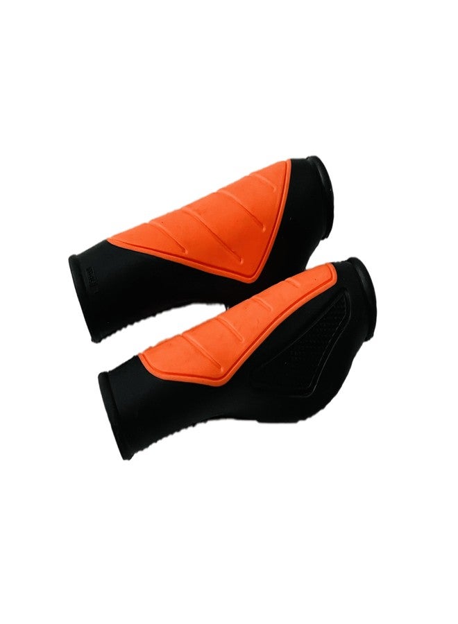 ShreNik Bicycle Handlebar Grip Set Soft Rubber Non Toxic Anti-Slip Standard Size Colored Cycle Handle Grip Length 12.5 cm (Unique Design(Orange)) - Image 3
