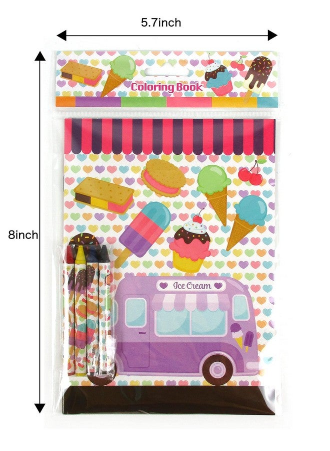 TINYMILLS Tiny Mills Ice Cream Coloring Books with Crayons Party Favors with 12 Coloring Books and 48 Crayons, Favor Bag Filler, Carnival Giveaways - Image 2