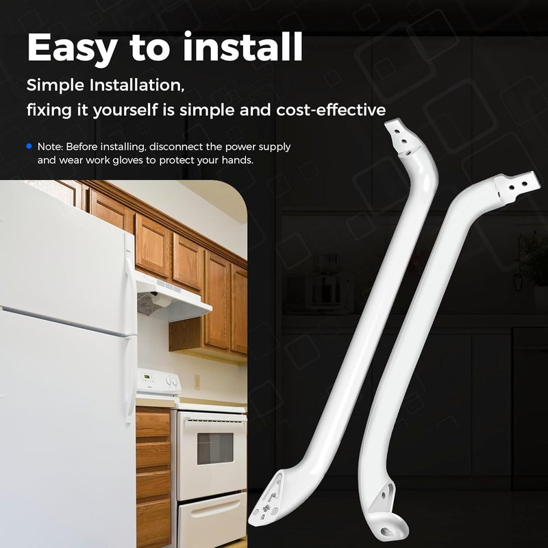 Romalon WR12X22148 Refrigerator Door Handle Set Fit for GE Refrigerator Freezer Door Handle Replace WR12X20141 PS9864030 AP5949272 WR12X11010 gth18gbddrww - Image 4