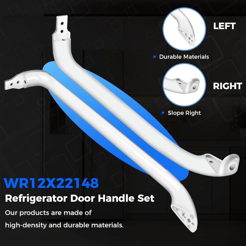 Romalon WR12X22148 Refrigerator Door Handle Set Fit for GE Refrigerator Freezer Door Handle Replace WR12X20141 PS9864030 AP5949272 WR12X11010 gth18gbddrww - Image 2
