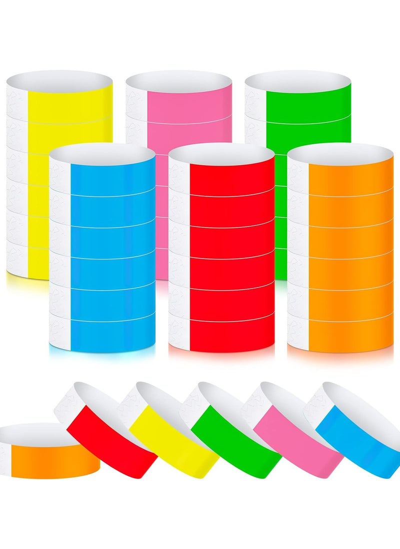 Oasisgalore 600 Pcs Neon Paper Wristbands, Waterproof for Events & Concerts (6 Colors)  - Image 1