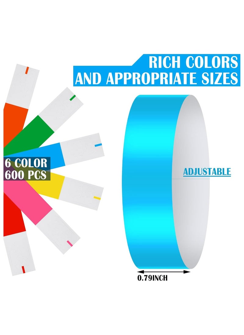 Oasisgalore 600 Pcs Neon Paper Wristbands, Waterproof for Events & Concerts (6 Colors)  - Image 2