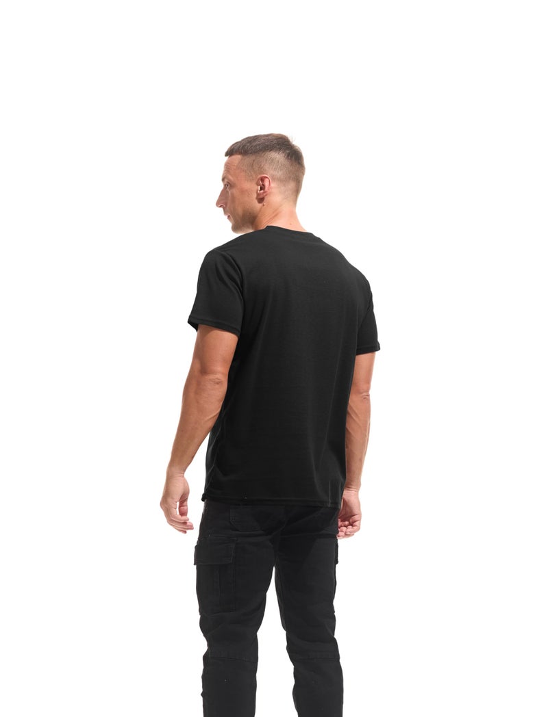 VEIISAR Men's Mini Waffle Knit Crew Neck T-Shirt - 210gsm Ultra-Fine Textured Cotton Tee - 1mm Micro Grid Breathable Top（ Black L） - Image 4