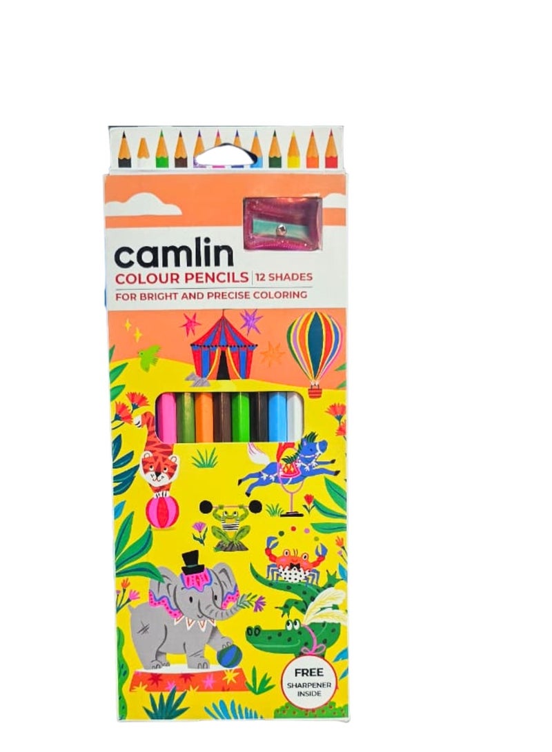 Camlin A box of assorted round colored pencils containing 12 pencils. - Image 1