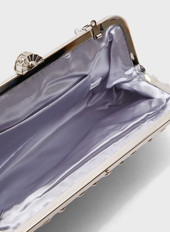 Diamante Clasp Frame Evening Clutch Bag - Image 5
