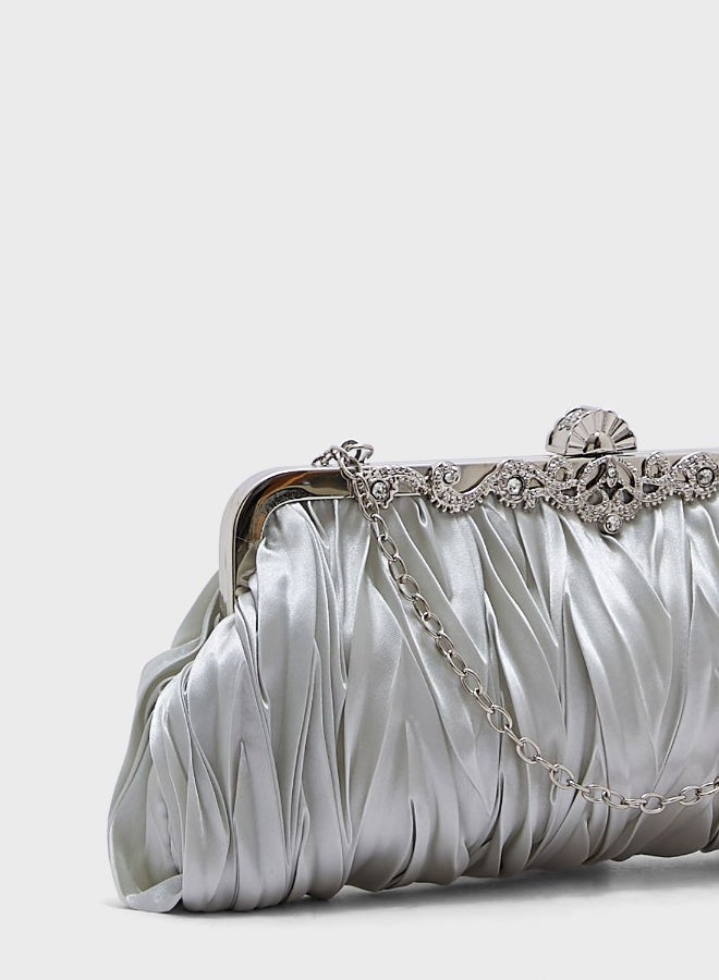 Diamante Clasp Frame Evening Clutch Bag - Image 3