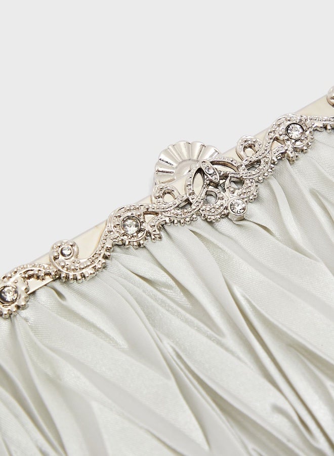 Diamante Clasp Frame Evening Clutch Bag - Image 4