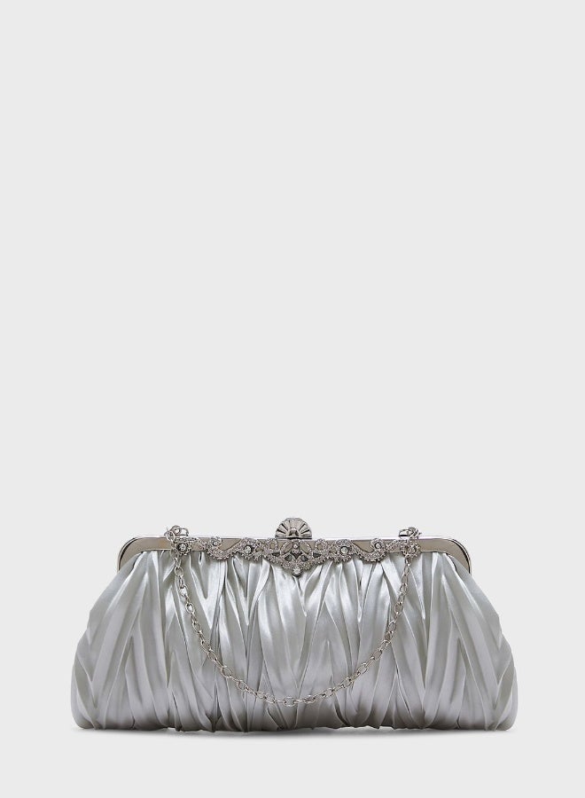 Diamante Clasp Frame Evening Clutch Bag - Image 1