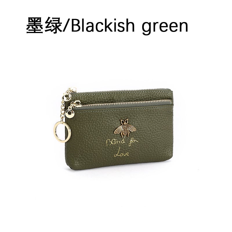First Layer Cowhide Little Bee Women'S Zipper Genuine Leather Coin Purse Genuine Leather Key Ring Bag Mini Coin Bag - Image 1