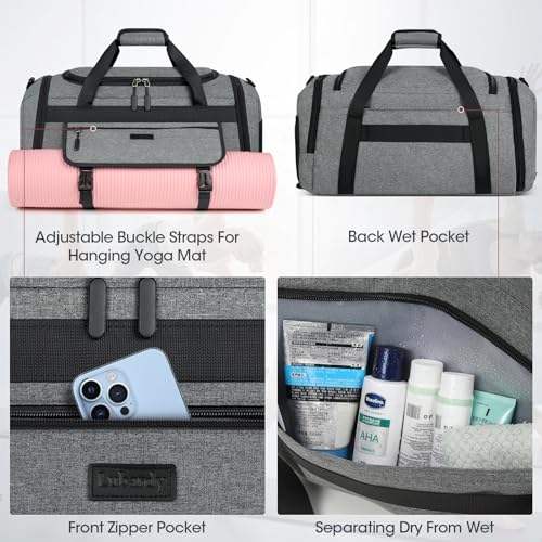 IGOLUMON Gym Bag for Men 40L Sports Duffel Bags Gym Duffle Bag Women with Shoe Compartment & Wet Pocket Water Resistant Travel Duffel Bag Lightweight Weekender Overnight Bag Gray - Image 5