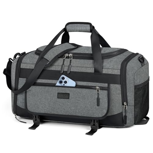 IGOLUMON Gym Bag for Men 40L Sports Duffel Bags Gym Duffle Bag Women with Shoe Compartment & Wet Pocket Water Resistant Travel Duffel Bag Lightweight Weekender Overnight Bag Gray - Image 1