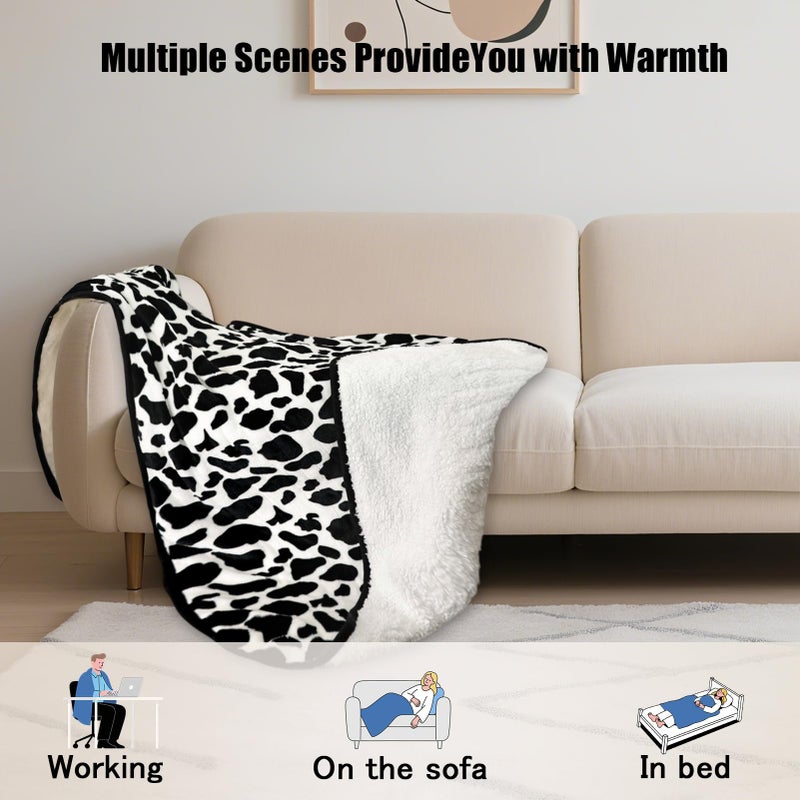 Mrsenloi Heated Wearable Shawl, Heated Blanket Electric Throw for Gifts, 33x59 Inch Super Cozy Soft Wearable Blanket with 6 Heating Levels & 5 Timer Settings, Auto Shut Off, Machine Wash (Cow Print) - Image 4