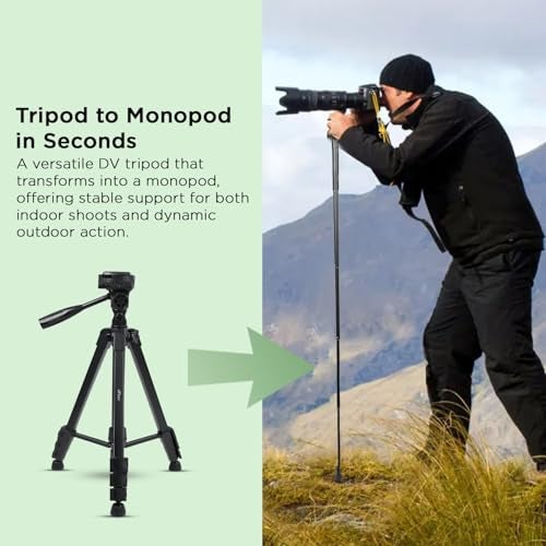 HIFFIN HTR-900 Aluminium Tripod Cum Monopod Stand | Lightweight & Portable | Compatible with Mobile Phones & DSLR Cameras | 360° Rotation | Max Height 4.5ft - Image 5