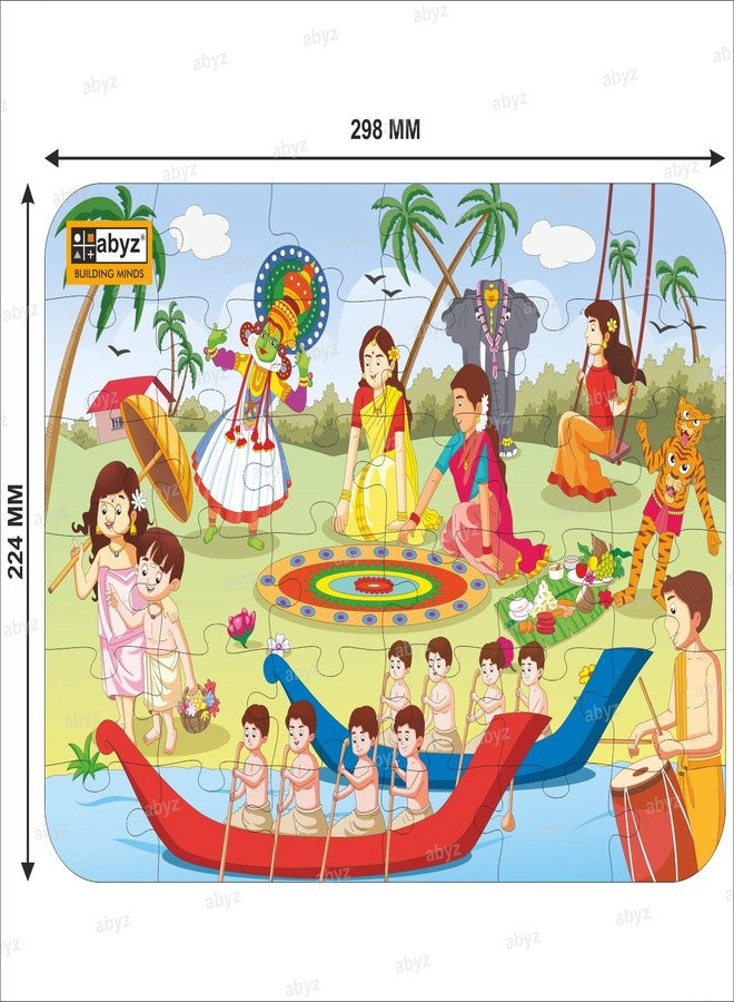 ABYZ Wooden Jigsaw Puzzle – ONAM Playset for Fun Educational & Little Explorers, 36-Pieces Pack of 3 Fun Games with Multicolor | Birthday Gift for (4-6 Years) Age Kids. - Image 2
