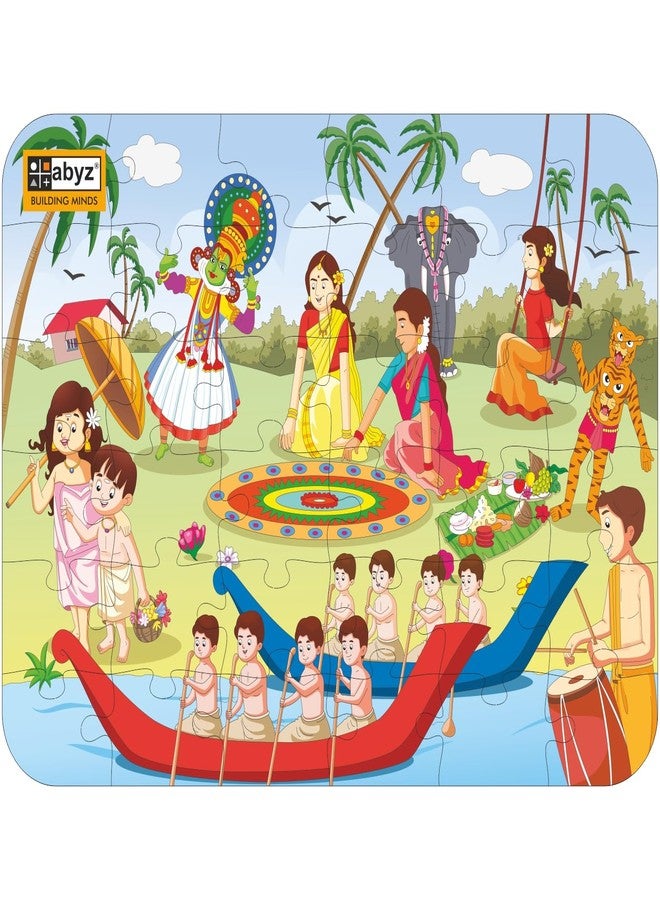 ABYZ Wooden Jigsaw Puzzle – ONAM Playset for Fun Educational & Little Explorers, 36-Pieces Pack of 3 Fun Games with Multicolor | Birthday Gift for (4-6 Years) Age Kids. - Image 1