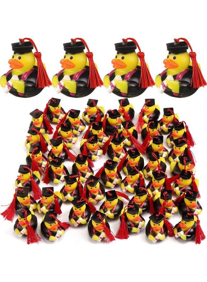 Lewtemi 12 Pieces Red Graduation Rubber Duck Bath Toy Bulk 2025 Diploma Grad Rubber Duck Favor Decoration Cake Topper for Student Gift Swimming Pool Theme - Image 1