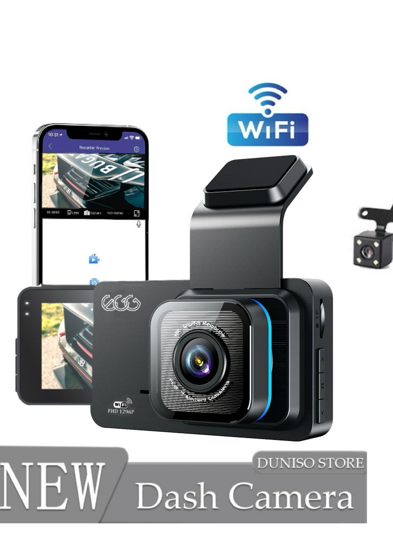 Egg - UHD 4K Dash Cam for Cars Front and Rear Dual Lens Front 3840*2160P Rear Lens Built-In WiFi G-Sensor With GPS Car DVR Video Recorder - Image 1