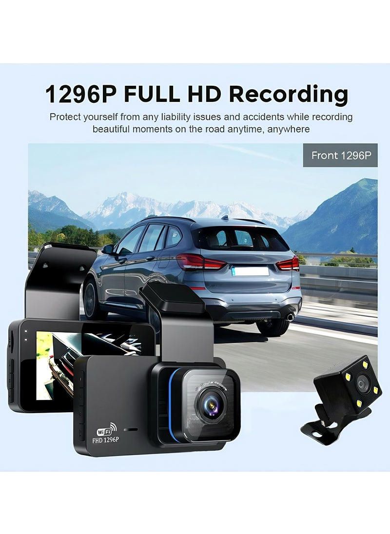 Egg - UHD 4K Dash Cam for Cars Front and Rear Dual Lens Front 3840*2160P Rear Lens Built-In WiFi G-Sensor With GPS Car DVR Video Recorder - Image 1