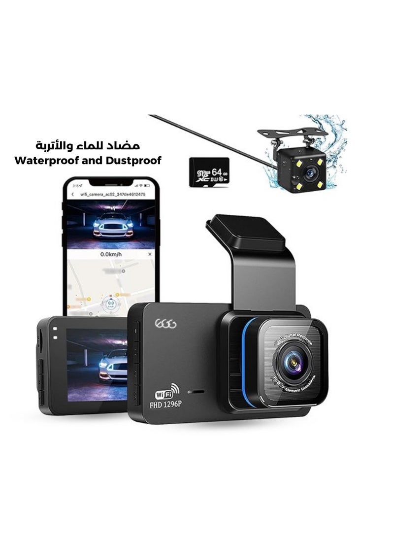 Egg - UHD 4K Dash Cam for Cars Front and Rear Dual Lens Front 3840*2160P Rear Lens Built-In WiFi G-Sensor With GPS Car DVR Video Recorder - Image 1