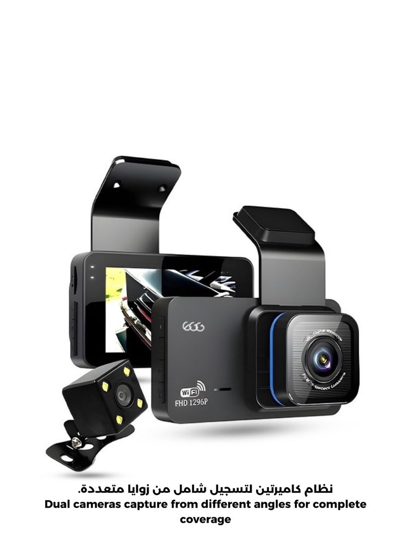 Egg - UHD 4K Dash Cam for Cars Front and Rear Dual Lens Front 3840*2160P Rear Lens Built-In WiFi G-Sensor With GPS Car DVR Video Recorder - Image 1