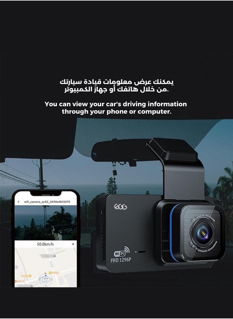 Egg - UHD 4K Dash Cam for Cars Front and Rear Dual Lens Front 3840*2160P Rear Lens Built-In WiFi G-Sensor With GPS Car DVR Video Recorder - Image 1