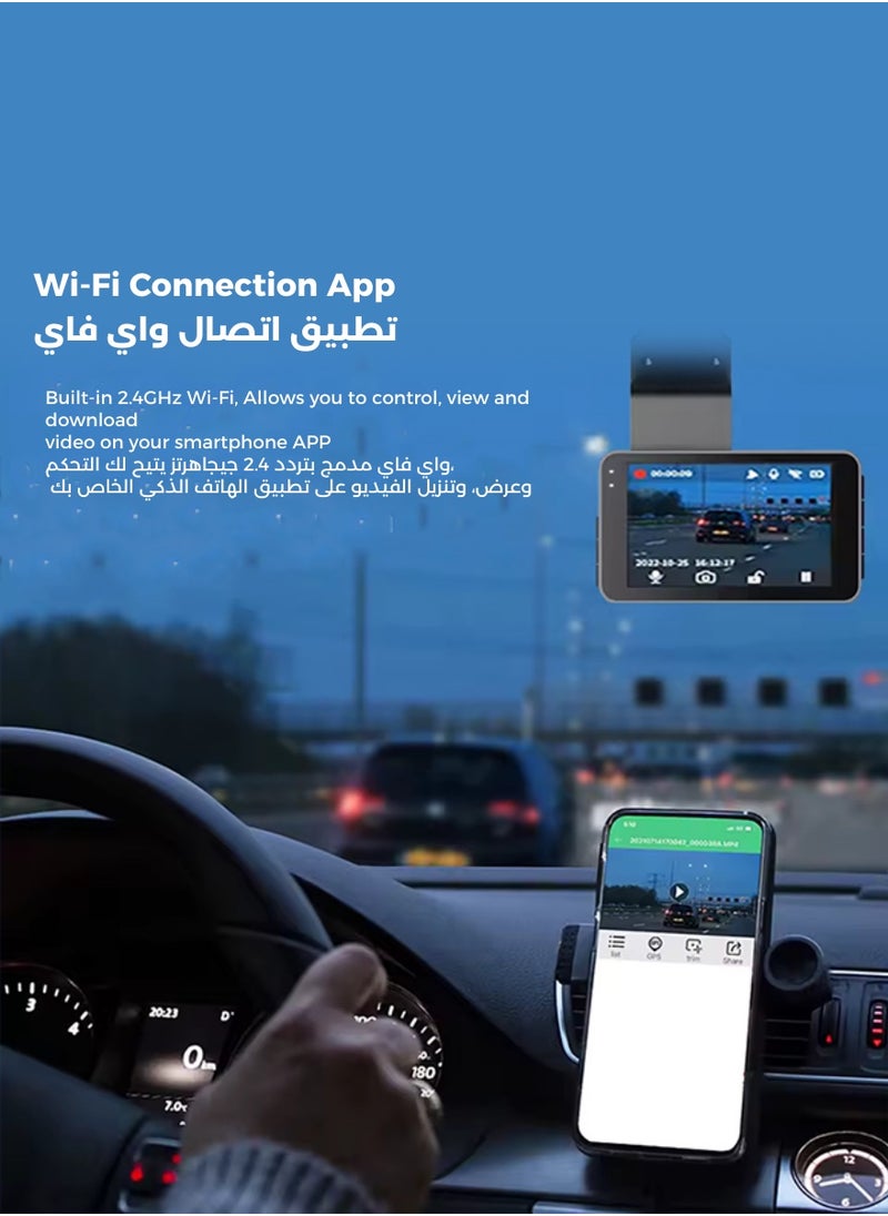 Egg - UHD 4K Dash Cam for Cars Front and Rear Dual Lens Front 3840*2160P Rear Lens Built-In WiFi G-Sensor With GPS Car DVR Video Recorder - Image 1